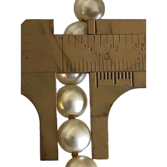 Ivory Cream Authentic Freshwater Pearl Necklace Hand Knotted 6.5MM 19” - Picture 7 of 9